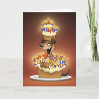 Chien dans une carte de gâteau (intérieur vide)