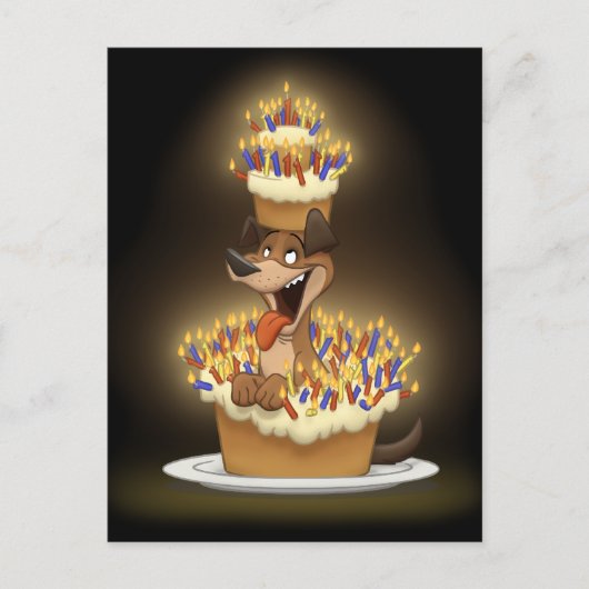 Chien dans une carte postale de gâteau (Devant)