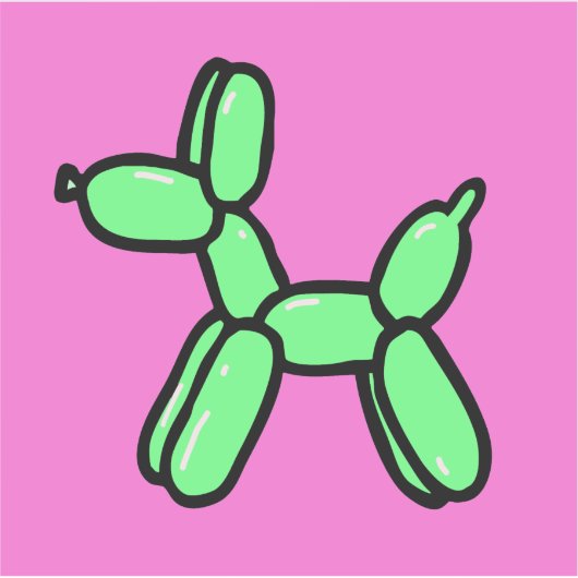 Chien de ballon en vert sur Sticker en Vinyle rose (Devant)