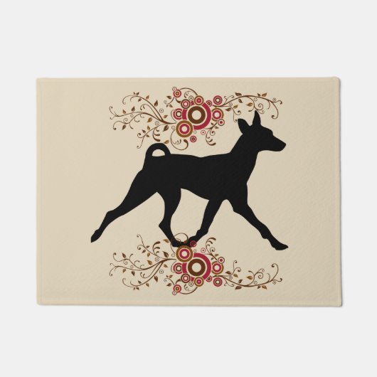 Chien de Basenji et tapis de porte floral (Devant)