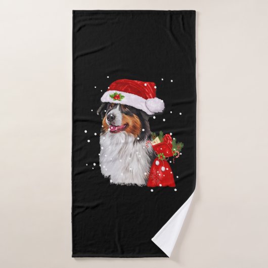 Chien de Berger Australien Noël (Serviette de bain)
