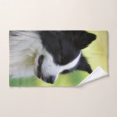 Chien de berger border collie noir et blanc (Serviette à main)