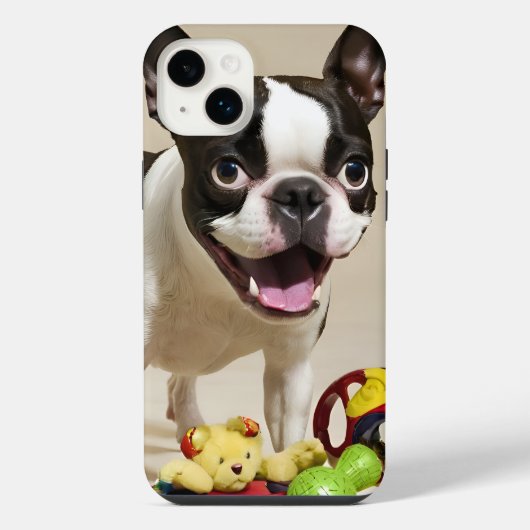 Chien de Boston Terrier jouant avec des jouets (Verso)