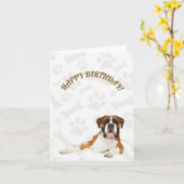 Chien de boxe Bonne carte d'anniversaire (Fleur jaune)