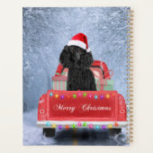 Chien de caniche en neige assis dans un camion de  (Dos)