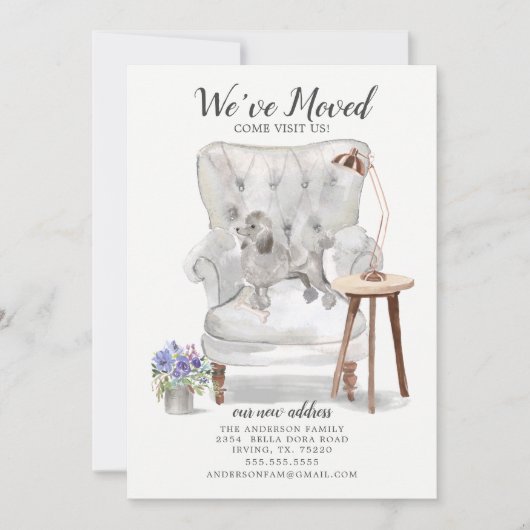 Chien de caniche gris | Faire-part de déplacement (Devant)