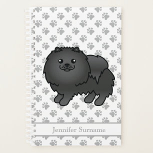 Chien de caricature mignon de Poméranie noire et t