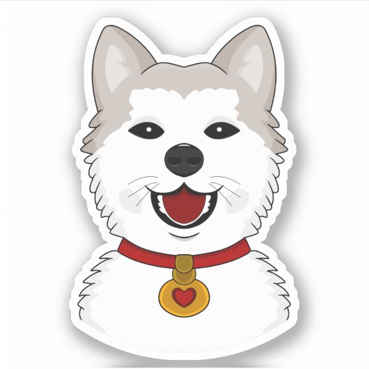 Chien de Cartoon Akita - sticker vinyle (Devant)