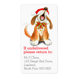 Chien de chant de Noël étiquettes de adresse de