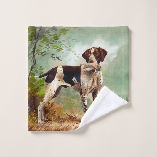Chien de chasse avec oiseau dans la bouche (Gant de toilette)