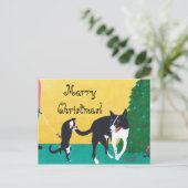Chien de chat Jouer par Arbre Joyeuses cartes post (Debout devant)