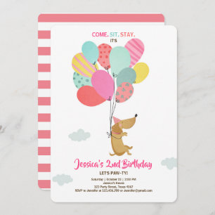 Chien de chiots Invitation Anniversaire Balloons F