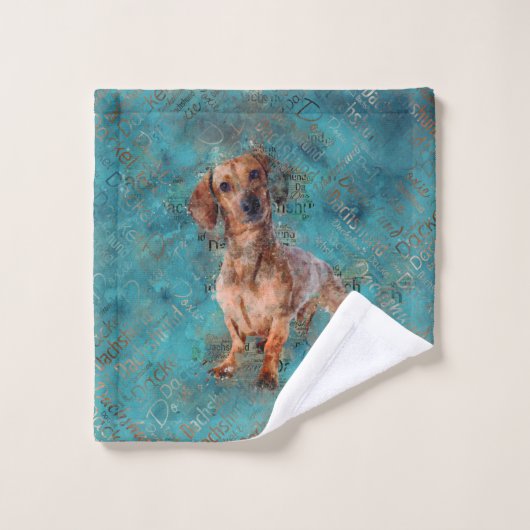 Chien de Dachshund Art multimédia mixte (Gant de toilette)