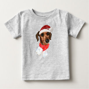 Chien de Dachshund avec T-shirt de Noël Père Noël