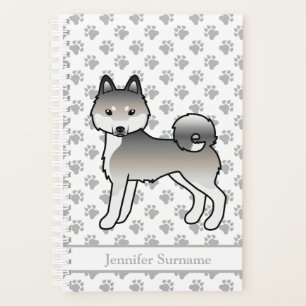 Chien de dessin animé Alaskan Klee Kai gris et bla