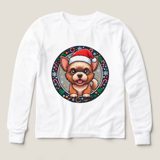 Chien de dessin animé de Noël festif (Motif recto)
