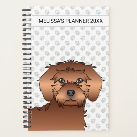 Chien de dessin animé Mini Goldendoodle rouge & Te (Devant)