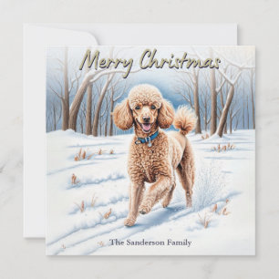Chien de fête dans la carte de Noël au style aquar