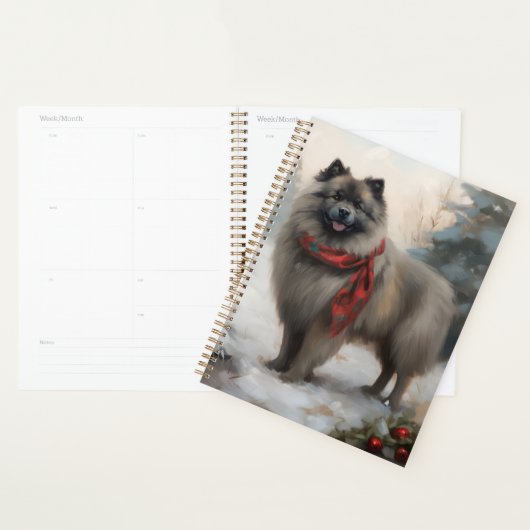 Chien de Keeshond à Noël de neige (Devant avec enveloppe)