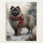 Chien de Keeshond à Noël de neige (Devant)