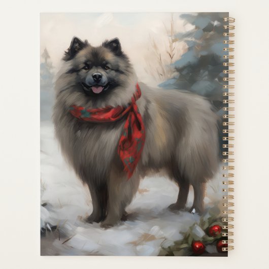 Chien de Keeshond à Noël de neige (Dos)