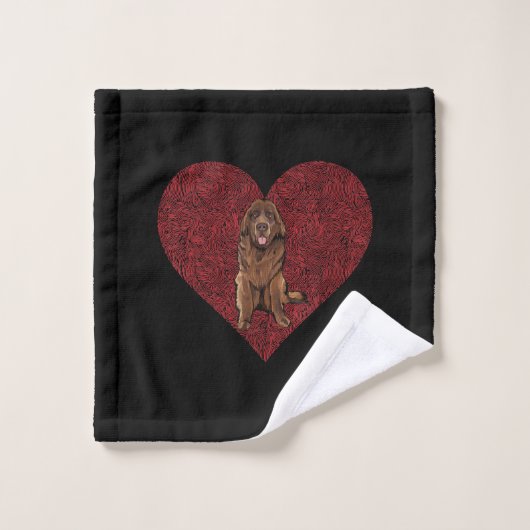 Chien de la Saint Valentin | Newfie Lover présent (Gant de toilette)