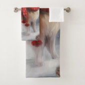 Chien de lappund finlandais à Noël de neige (En situation)