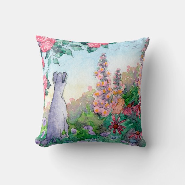 Chien de lévrier dans un coussin de jardin (Recto)