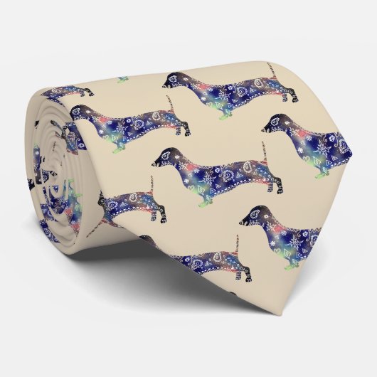 Chien de mandala, cravate de teckel (Roulé)