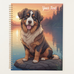 Chien de montagne bernois au bord du lac