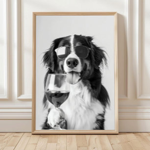 Chien de montagne bernois et art mural vin, noir e