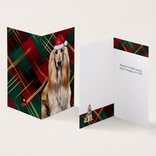 Chien de Noël Afghan Hound avec carreau de fête (Inside and Outside)