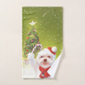Chien de Noël avec Sucre de canne (Serviette à main)