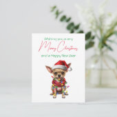 Chien de Noël Carte de vacances en Chihuahua Casqu (Debout devant)