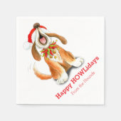 Chien de Noël chantant des serviettes en papier bl (Devant)
