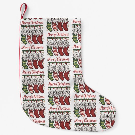 Chien de Noël Chiots mignons dans des chaussettes (Devant)