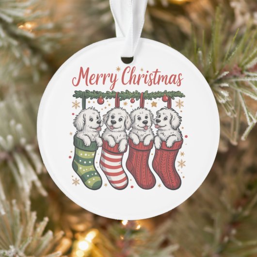 Chien de Noël Chiots mignons dans des chaussettes (Arbre)