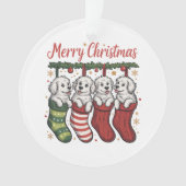 Chien de Noël Chiots mignons dans des chaussettes (devant)