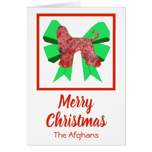 Chien de Noël et carte de mât vert afghans (Devant)