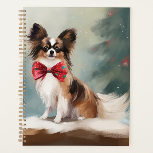 Chien de Papillon à Noël de neige (Devant)