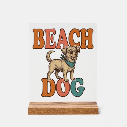 Chien de plage gravure vintage conception graphiqu (Recto)