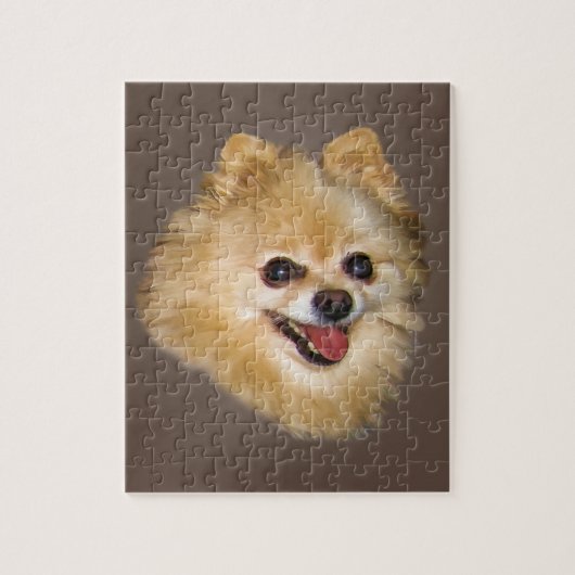 Chien de Pomeranian sur le puzzle Brown (Vertical)