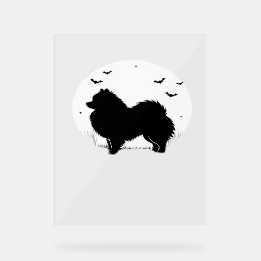 Chien de Poméranie - Halloween Lune Silhouette Cla (Recto)