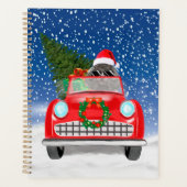 Chien De Poodle Voiture De Conduite En Neige Noël (Devant)