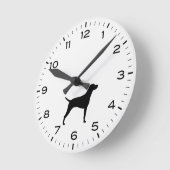 Chien de race Vizsla Silhouette Horloge ronde (Angle)