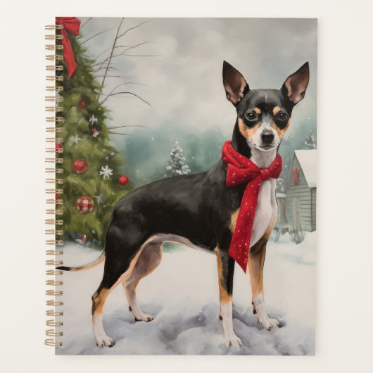 Chien de Rat Terrier à Noël de neige (Devant)