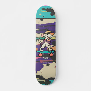 Chien de rue rétro sur skateboard Drôle