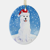 Chien de Samoyed en ornement de Noël de casquette (Droite)