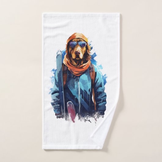 Chien de ski dans des lunettes de ski 5 (Serviette à main)
