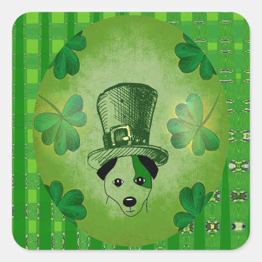 Chien de St. Patrick avec Stickers Dessin Shamrock (Devant)